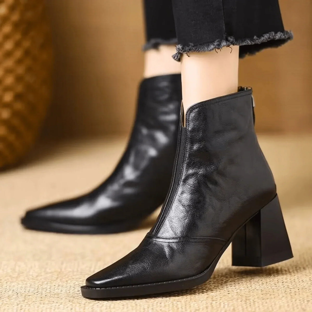 ELIZA & MAREN | SQUARE HEEL ANKLE BOOTS FOR WOMEN
