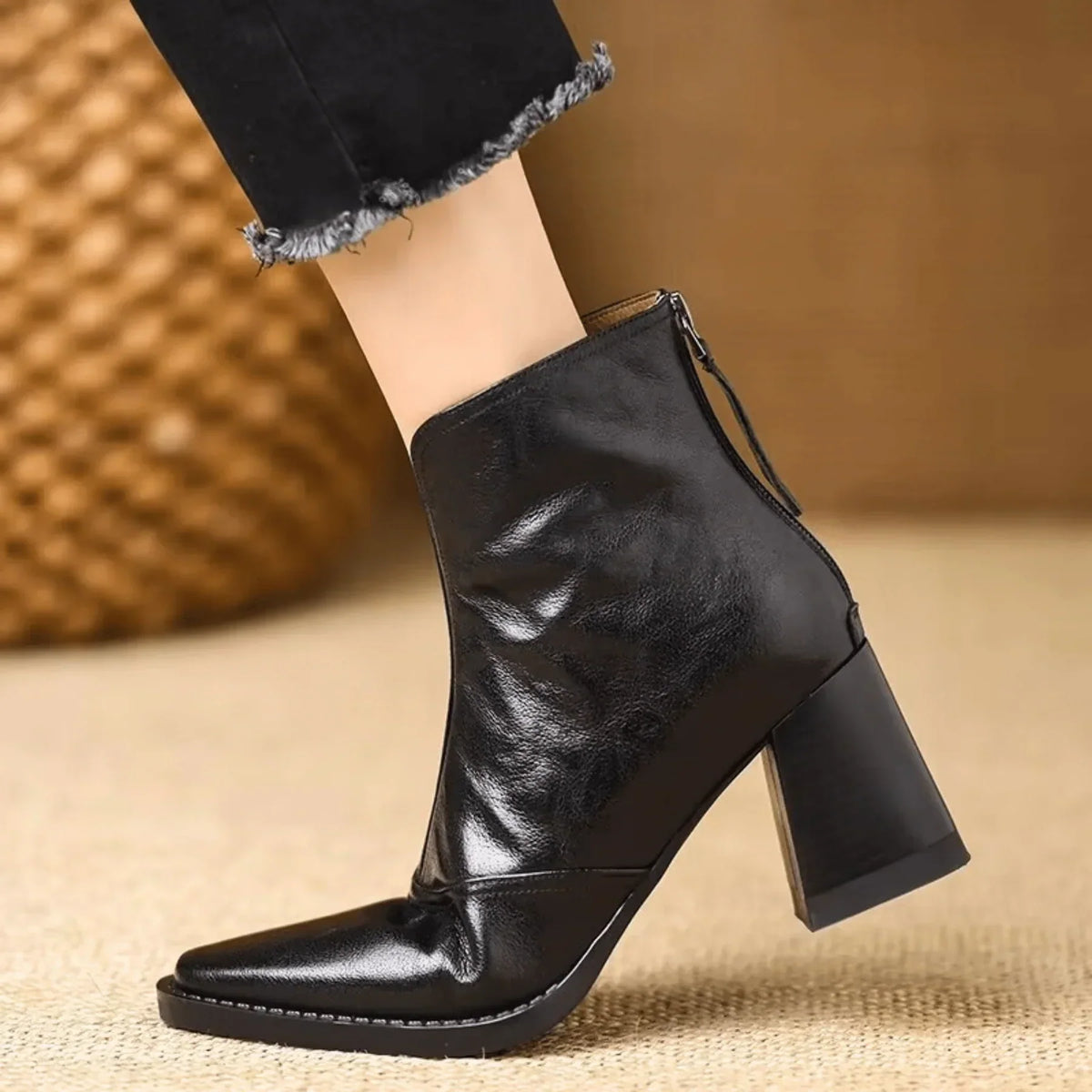 ELIZA & MAREN | SQUARE HEEL ANKLE BOOTS FOR WOMEN