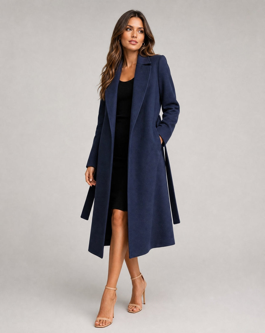 ELIZA & MAREN | BELTED LONG LAPEL COAT FOR WOMEN