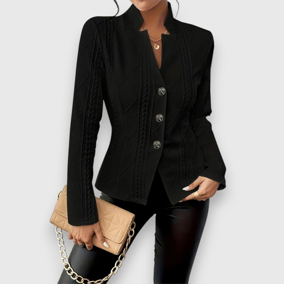 ELIZA & MAREN | TEXTURED BUTTON FRONT CARDIGAN FOR WOMEN