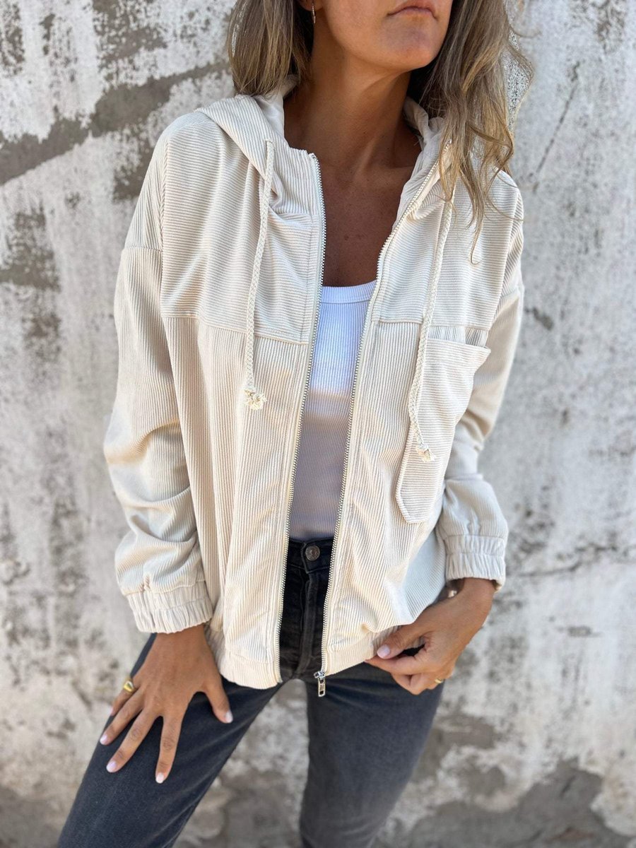 ELIZA & MAREN | RIBBED HOODED ZIP JACKET FOR WOMEN