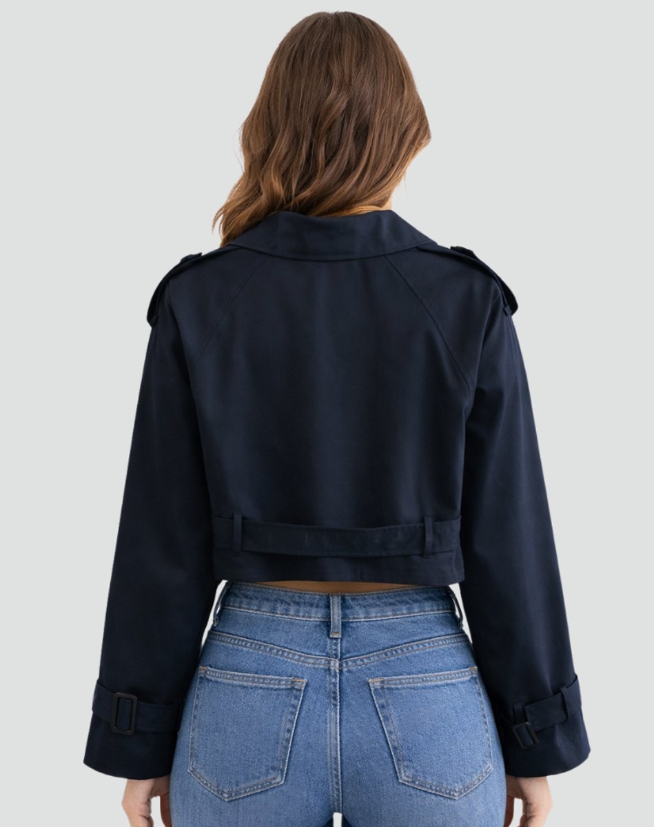 ELIZA & MAREN | CROPPED BELTED TRENCH COAT FOR WOMEN