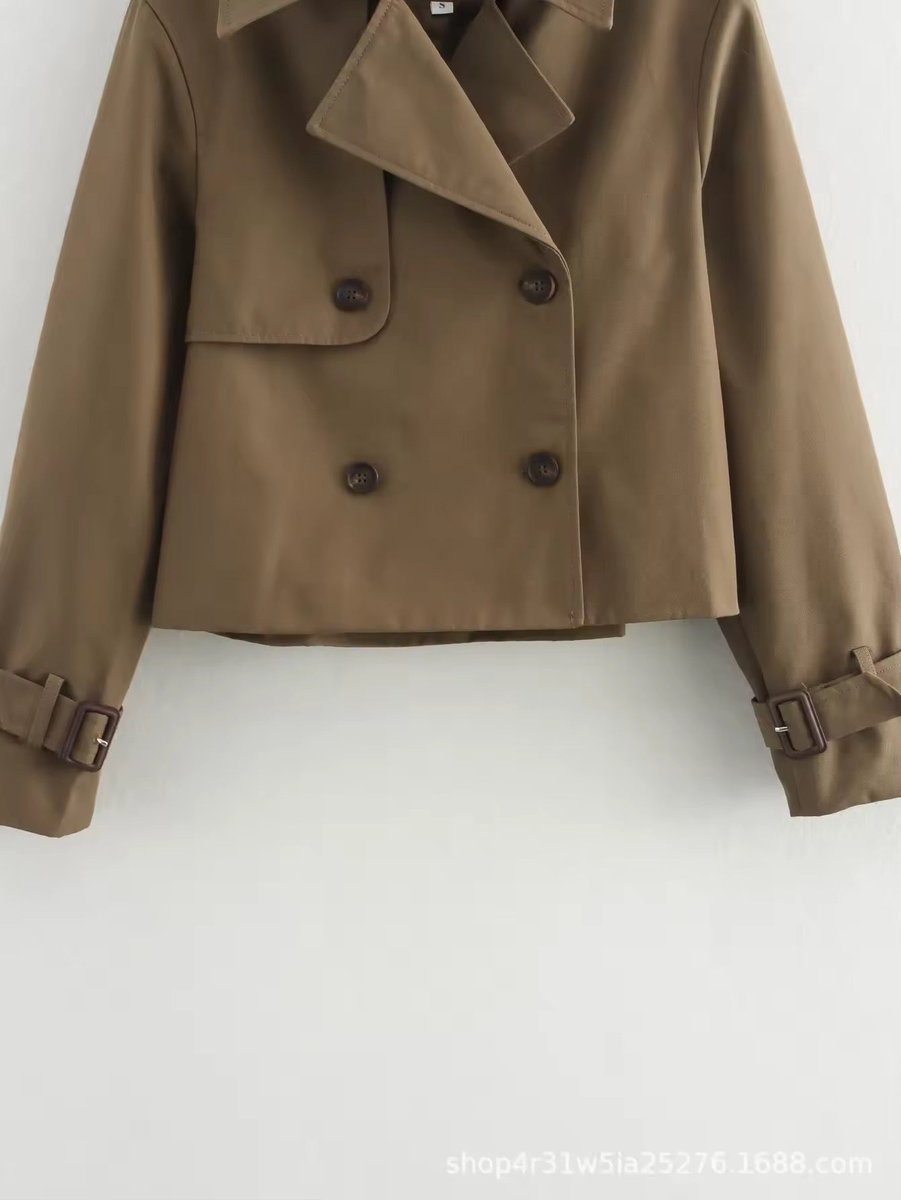ELIZA & MAREN | CROPPED BUTTON TRENCH COAT FOR WOMEN