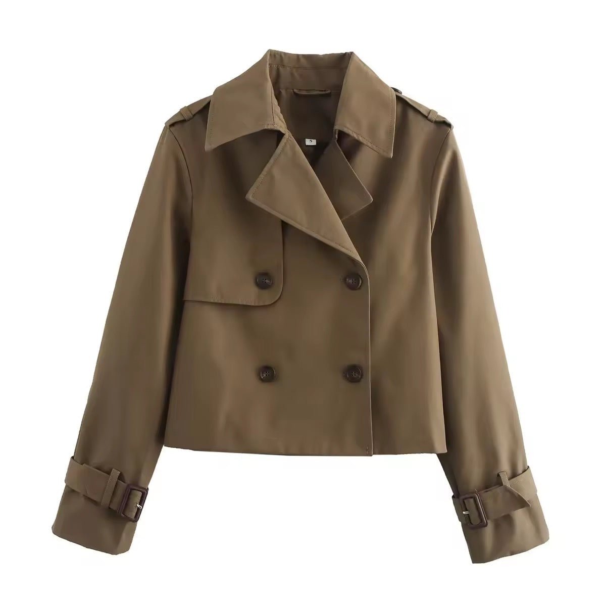 ELIZA & MAREN | CROPPED BUTTON TRENCH COAT FOR WOMEN