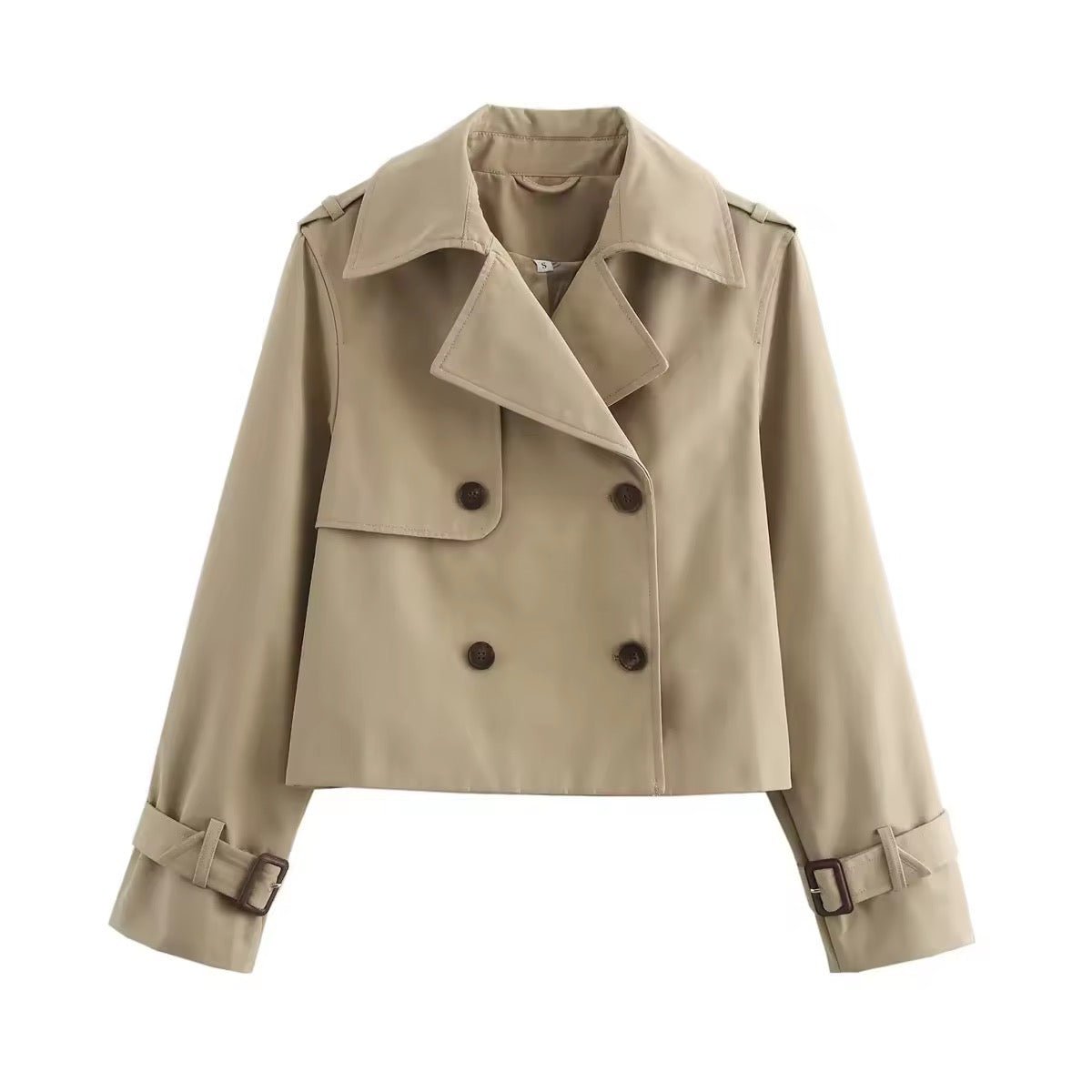ELIZA & MAREN | CROPPED BUTTON TRENCH COAT FOR WOMEN