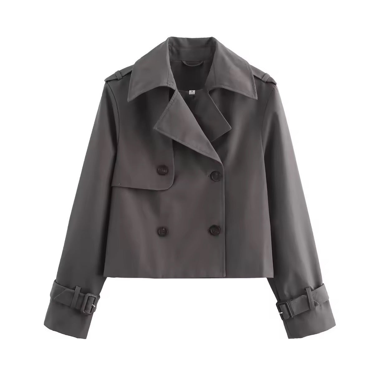 ELIZA & MAREN | CROPPED BUTTON TRENCH COAT FOR WOMEN