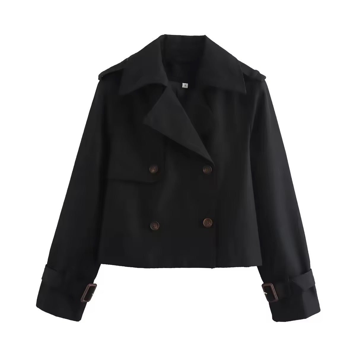 ELIZA & MAREN | CROPPED BUTTON TRENCH COAT FOR WOMEN