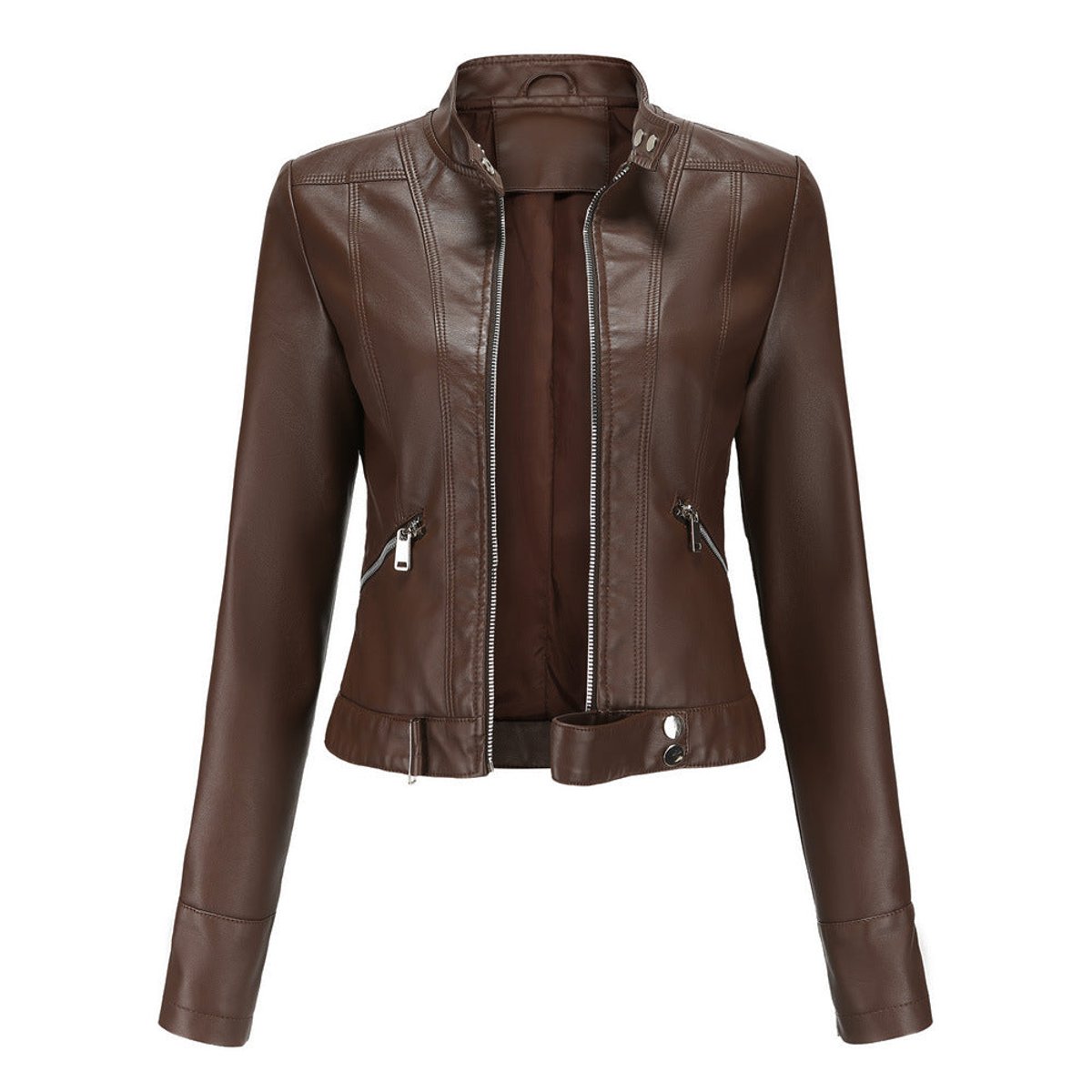 ELIZA & MAREN | CROPPED STAND COLLAR JACKET FOR WOMEN