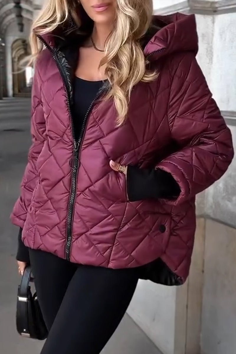 ELIZA & MAREN | DIAMOND QUILTED HOODED JACKET FOR WOMEN