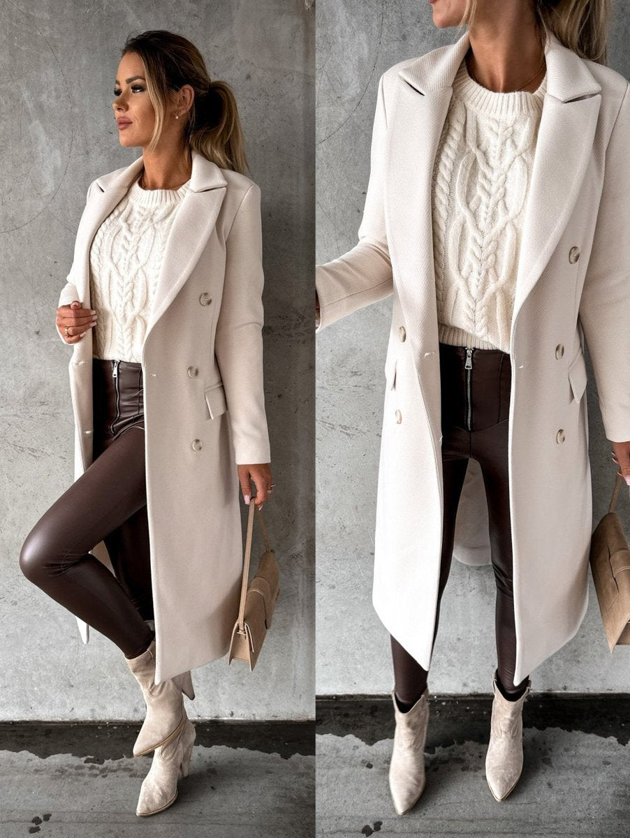 ELIZA & MAREN | LONGLINE BUTTON OVERCOAT FOR WOMEN