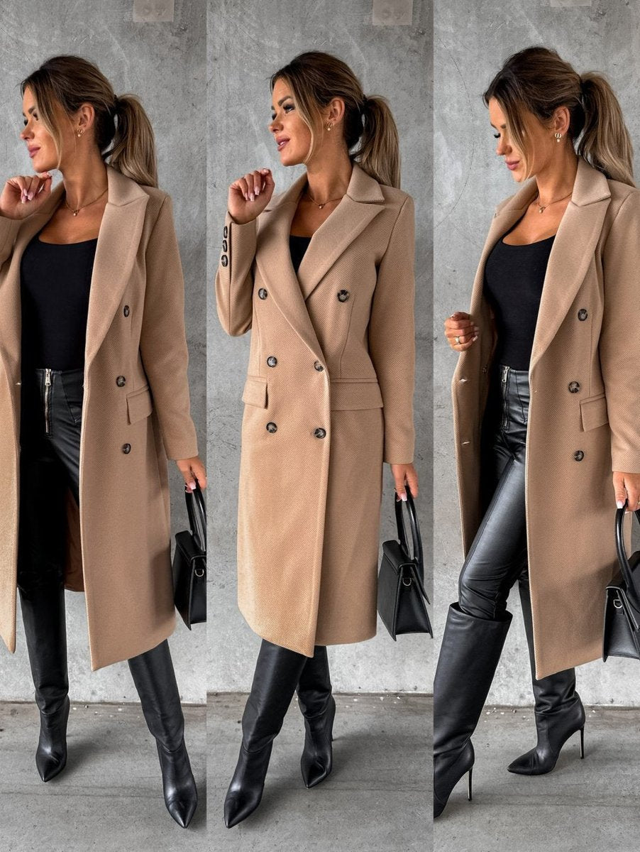 ELIZA & MAREN | LONGLINE BUTTON OVERCOAT FOR WOMEN