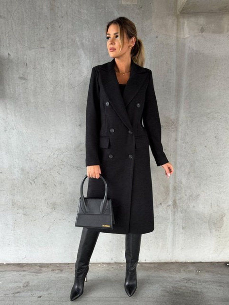 ELIZA & MAREN | LONGLINE BUTTON OVERCOAT FOR WOMEN