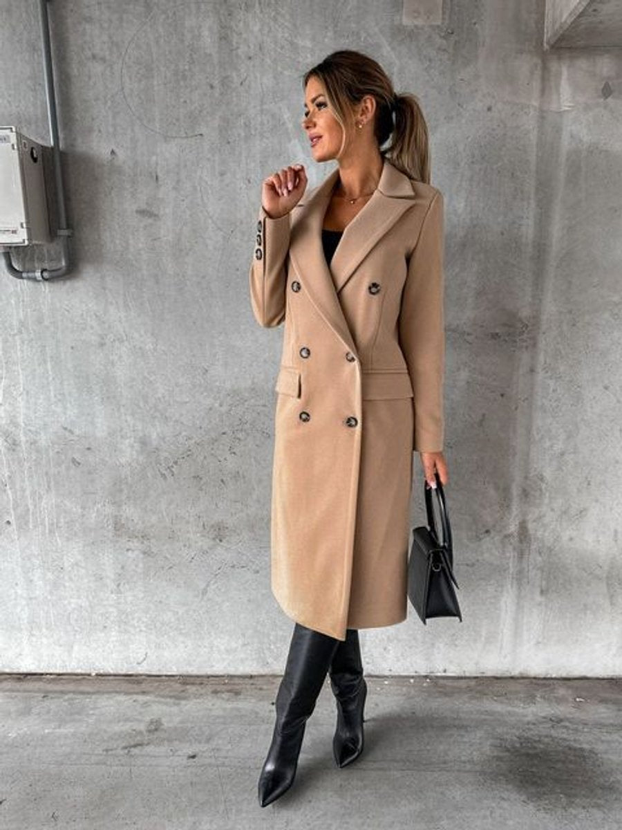 ELIZA & MAREN | LONGLINE BUTTON OVERCOAT FOR WOMEN