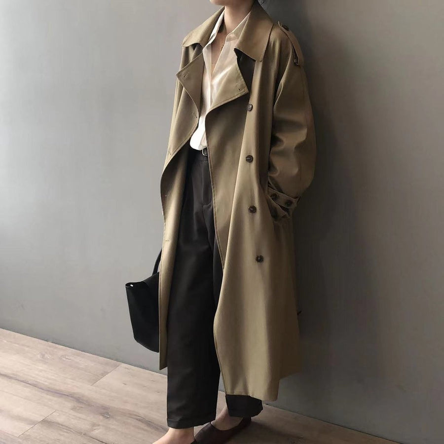 ELIZA & MAREN | BELTED LONG TRENCH COAT FOR WOMEN