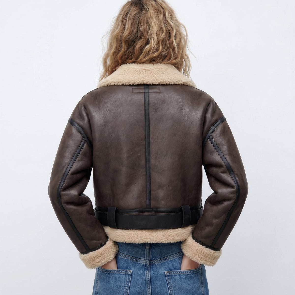 ELIZA & MAREN | CROPPED BELTED AVIATOR JACKET FOR WOMEN