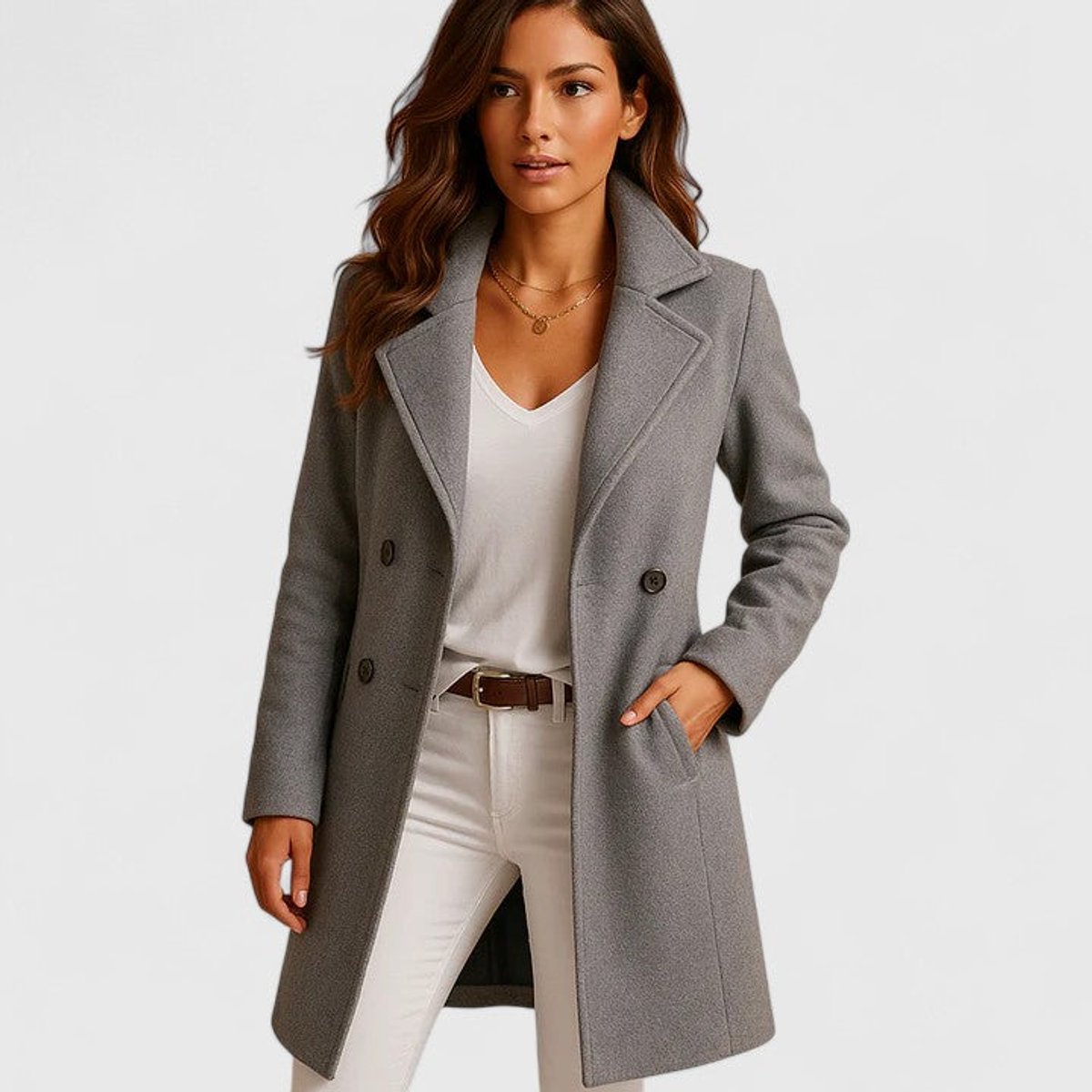 ELIZA & MAREN | NOTCH LAPEL LONG COAT FOR WOMEN