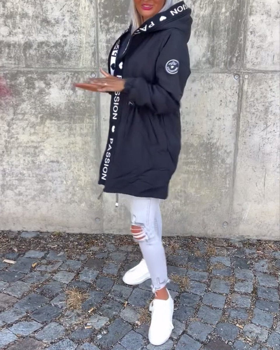 ELIZA & MAREN | HOODED DRAWSTRING MIDI PARKA FOR WOMEN