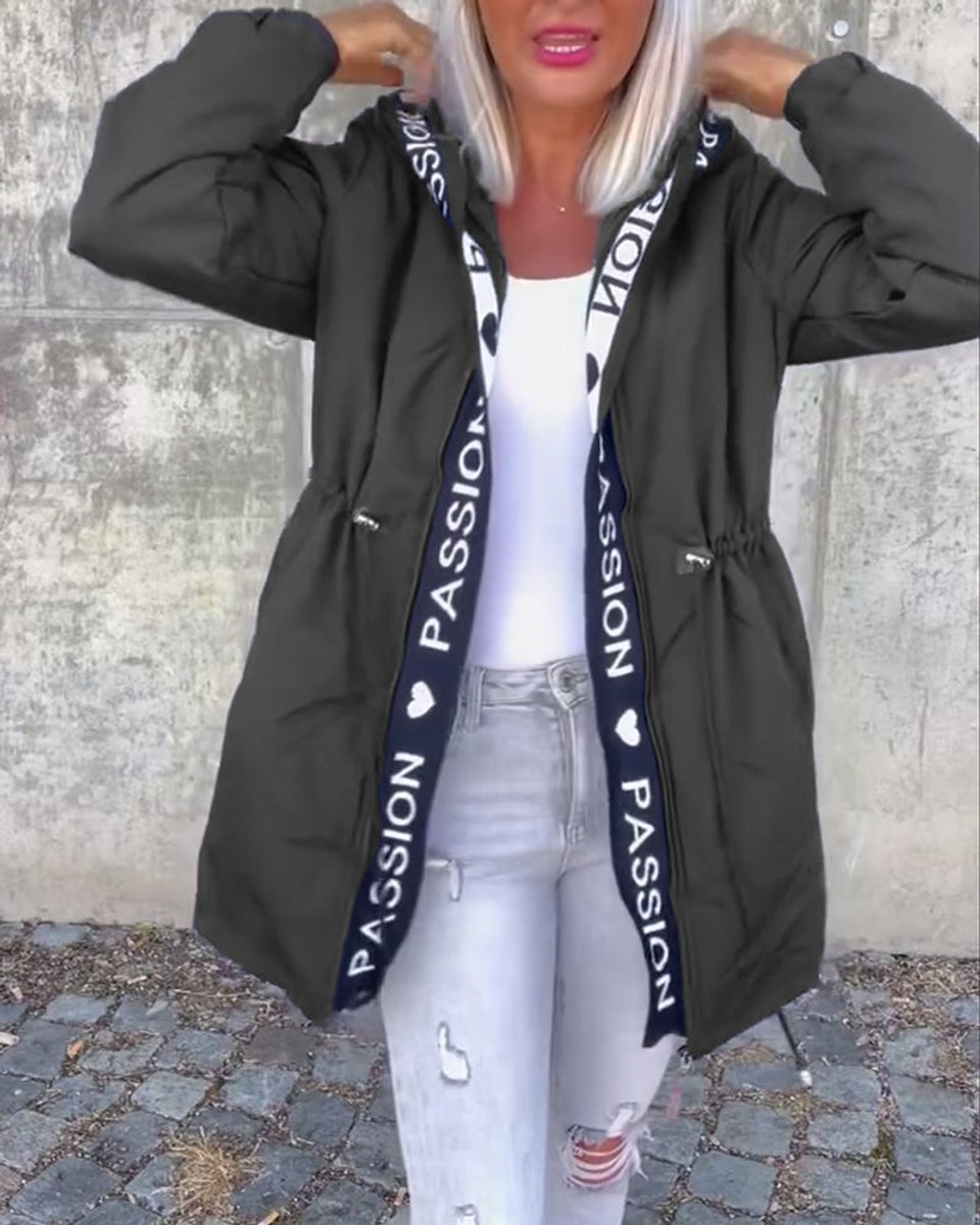 ELIZA & MAREN | HOODED DRAWSTRING MIDI PARKA FOR WOMEN