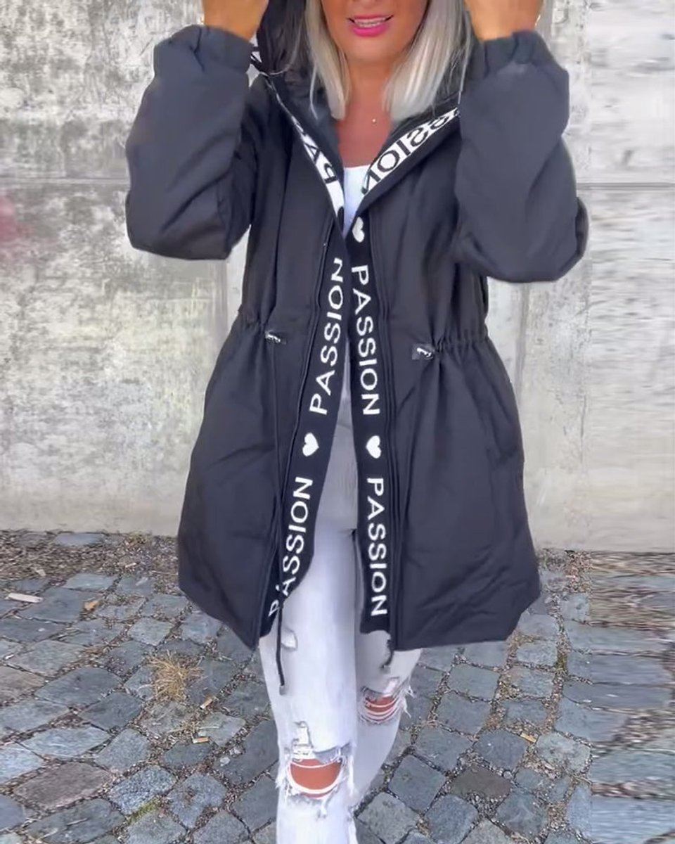ELIZA & MAREN | HOODED DRAWSTRING MIDI PARKA FOR WOMEN