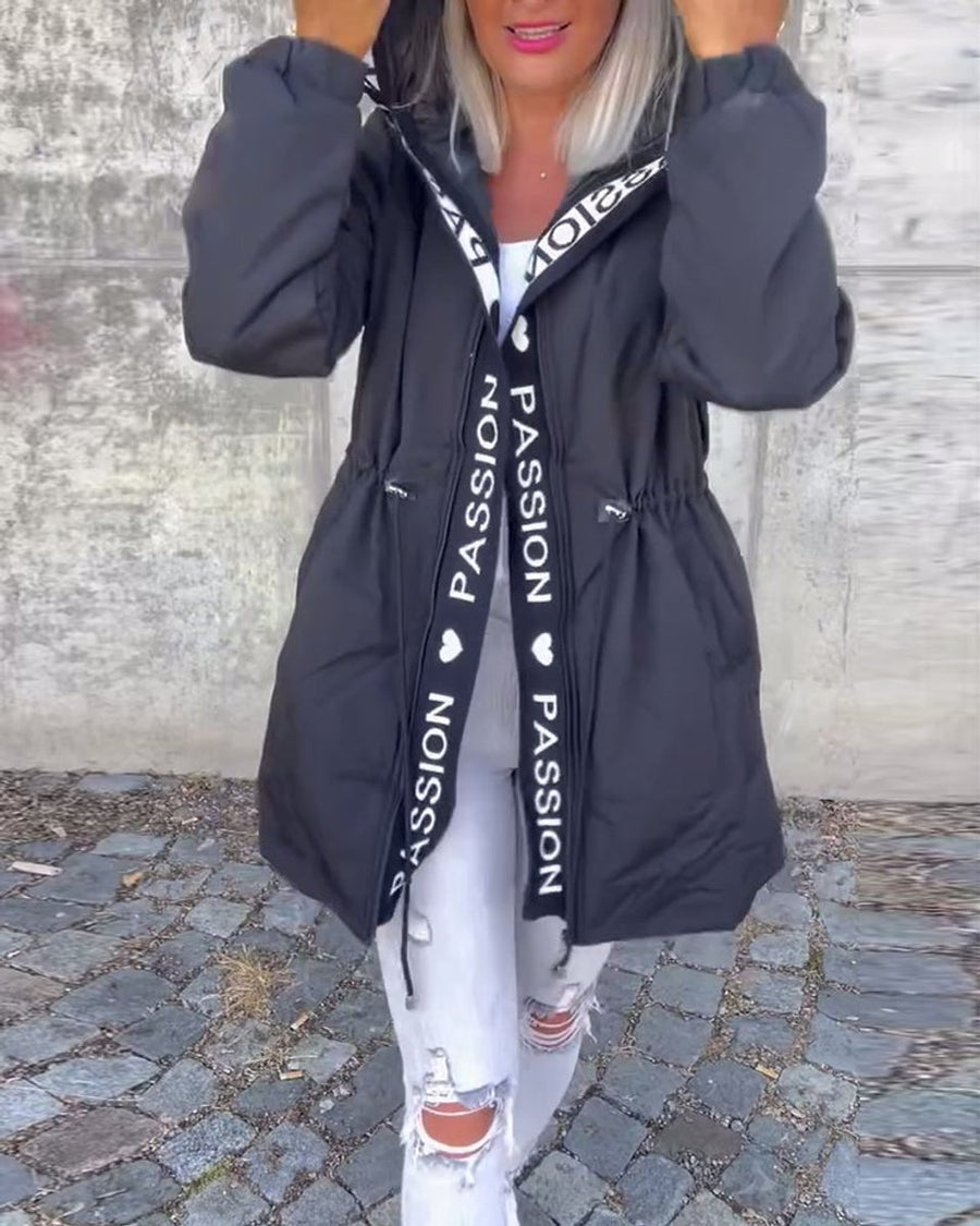 ELIZA & MAREN | HOODED DRAWSTRING MIDI PARKA FOR WOMEN