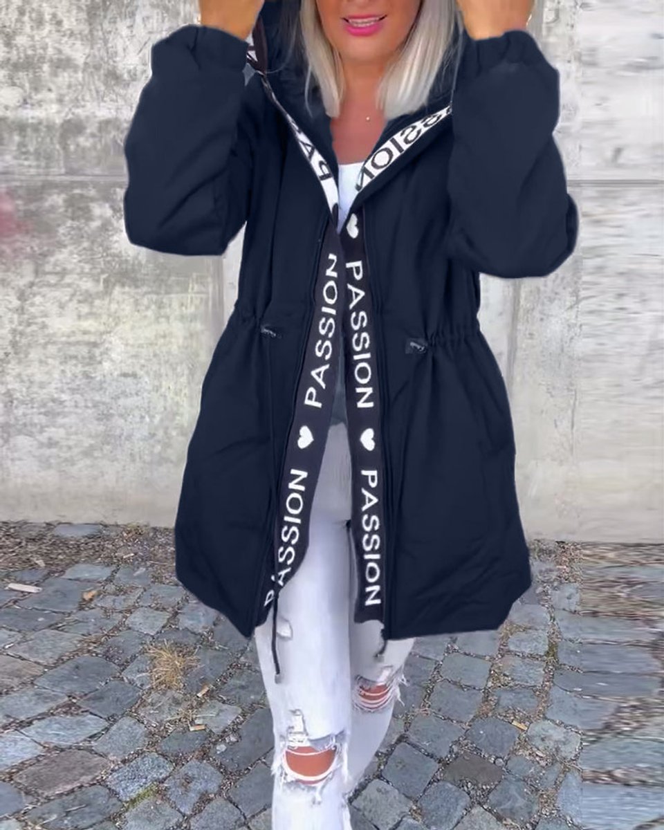 ELIZA & MAREN | HOODED DRAWSTRING MIDI PARKA FOR WOMEN