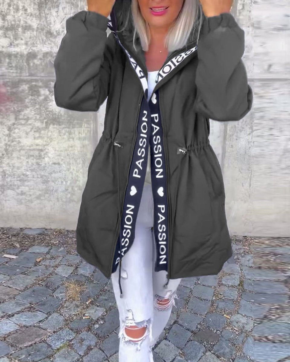 ELIZA & MAREN | HOODED DRAWSTRING MIDI PARKA FOR WOMEN