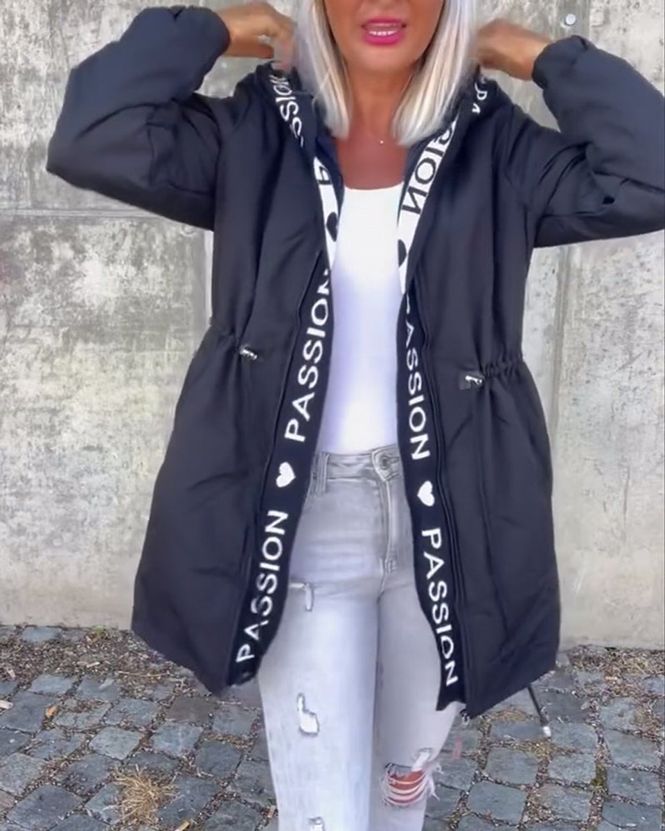 ELIZA & MAREN | HOODED DRAWSTRING MIDI PARKA FOR WOMEN