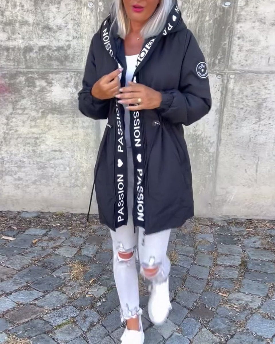 ELIZA & MAREN | HOODED DRAWSTRING MIDI PARKA FOR WOMEN