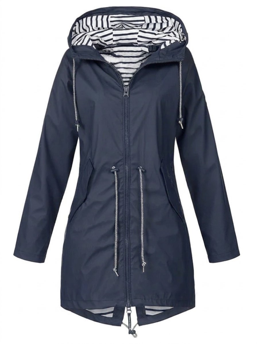 ELIZA & MAREN | HOODED DRAWSTRING RAIN COAT FOR WOMEN