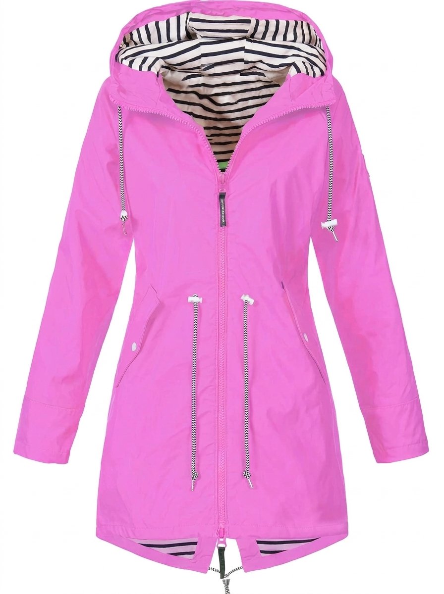ELIZA & MAREN | HOODED DRAWSTRING RAIN COAT FOR WOMEN