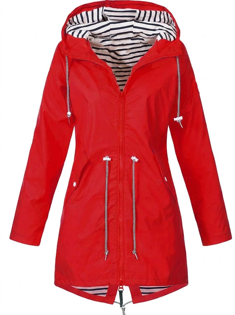 ELIZA & MAREN | HOODED DRAWSTRING RAIN COAT FOR WOMEN