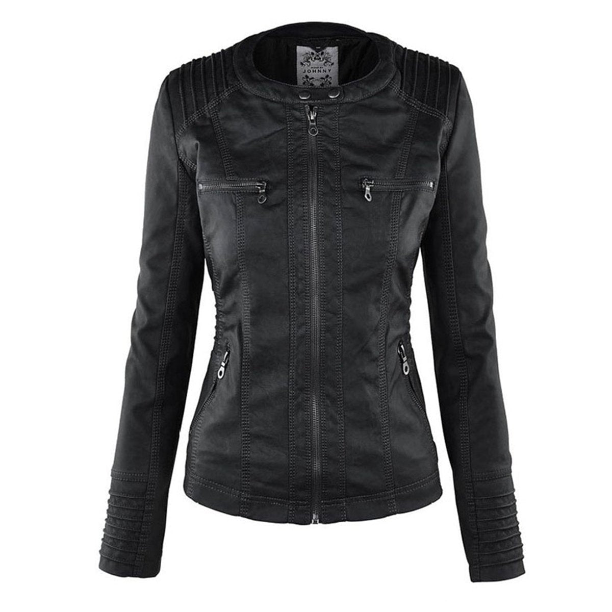 ELIZA & MAREN | REMOVABLE HOOD MOTO JACKET FOR WOMEN