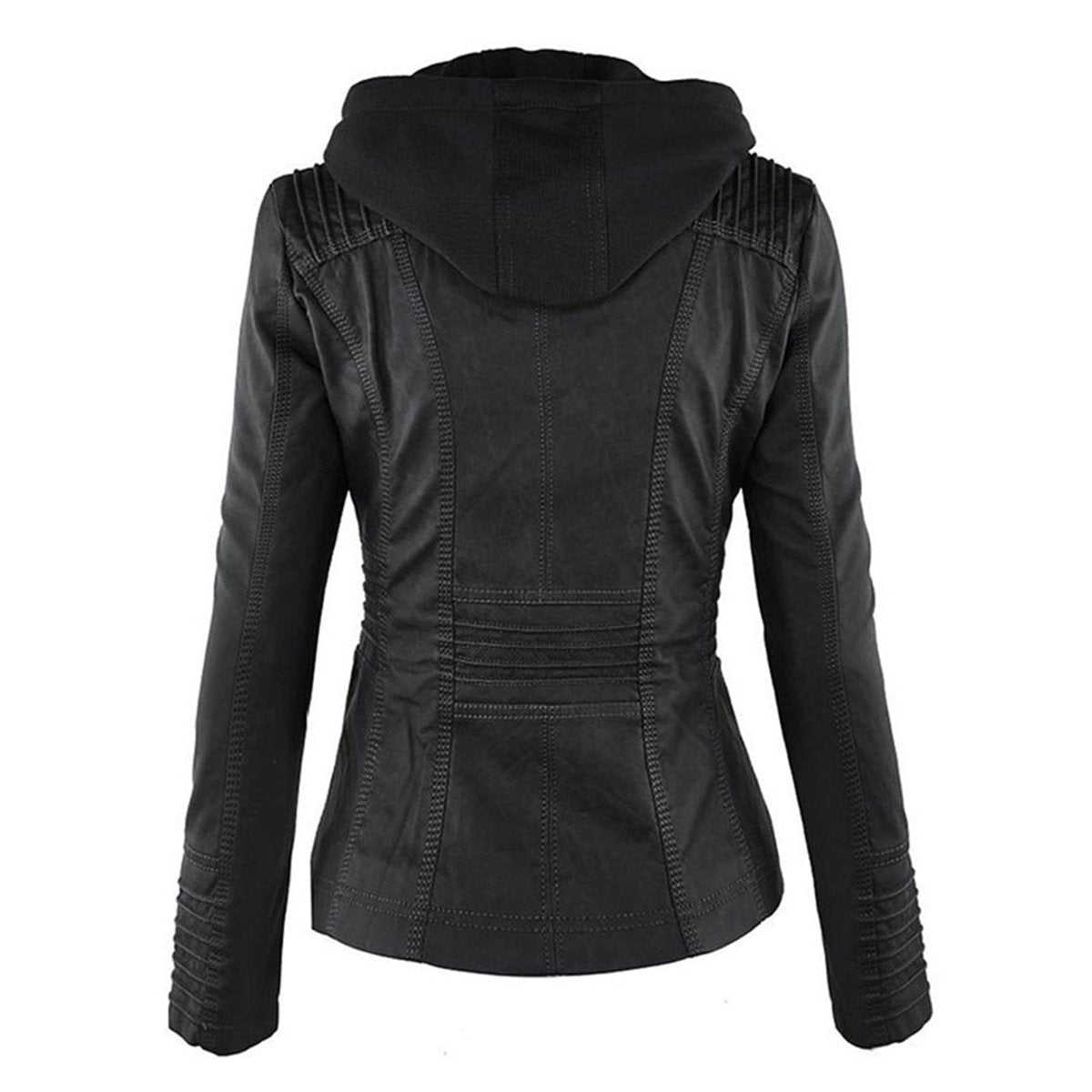 ELIZA & MAREN | REMOVABLE HOOD MOTO JACKET FOR WOMEN