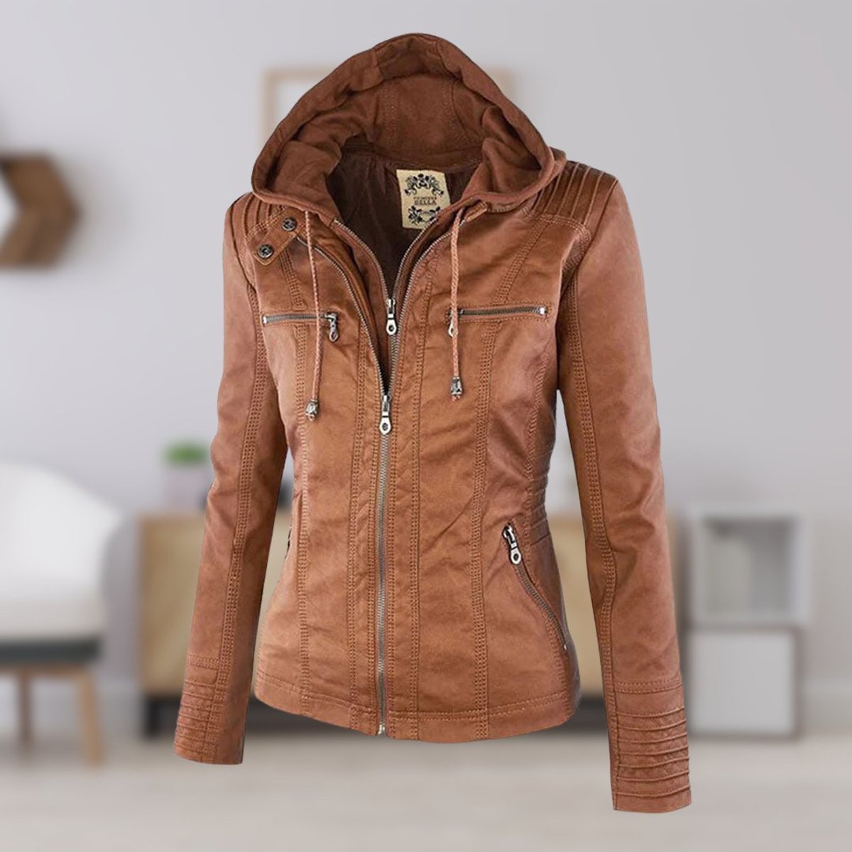 ELIZA & MAREN | REMOVABLE HOOD MOTO JACKET FOR WOMEN