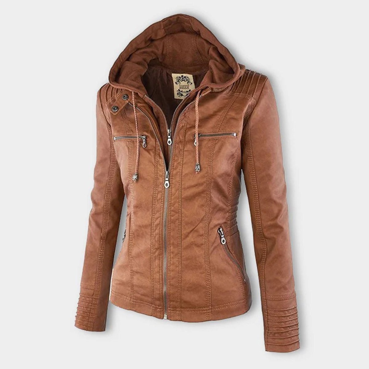 ELIZA & MAREN | REMOVABLE HOOD MOTO JACKET FOR WOMEN