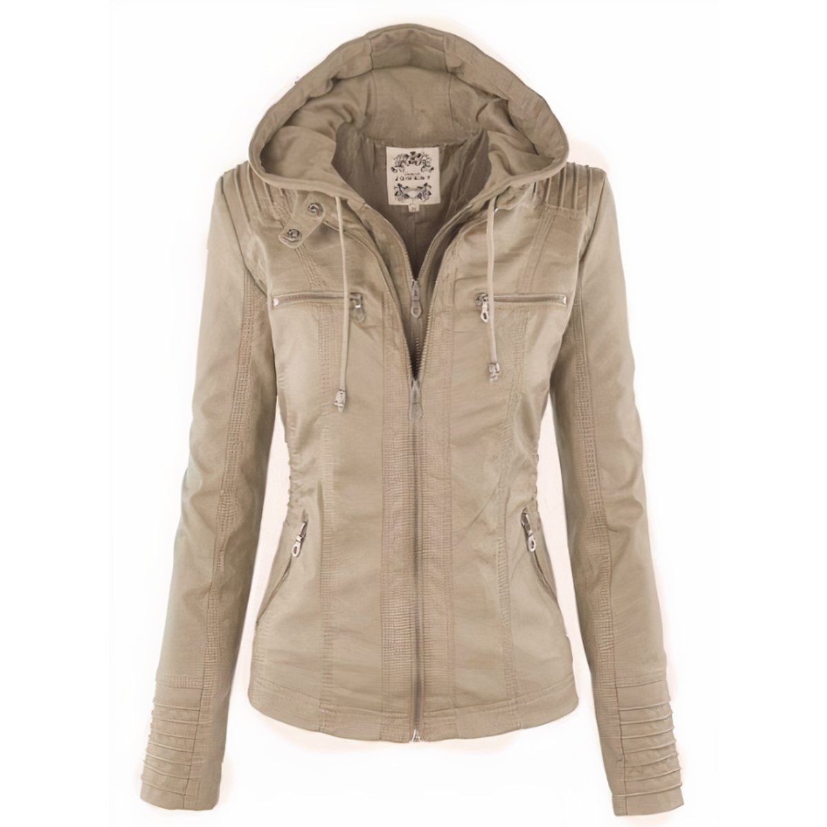 ELIZA & MAREN | REMOVABLE HOOD MOTO JACKET FOR WOMEN