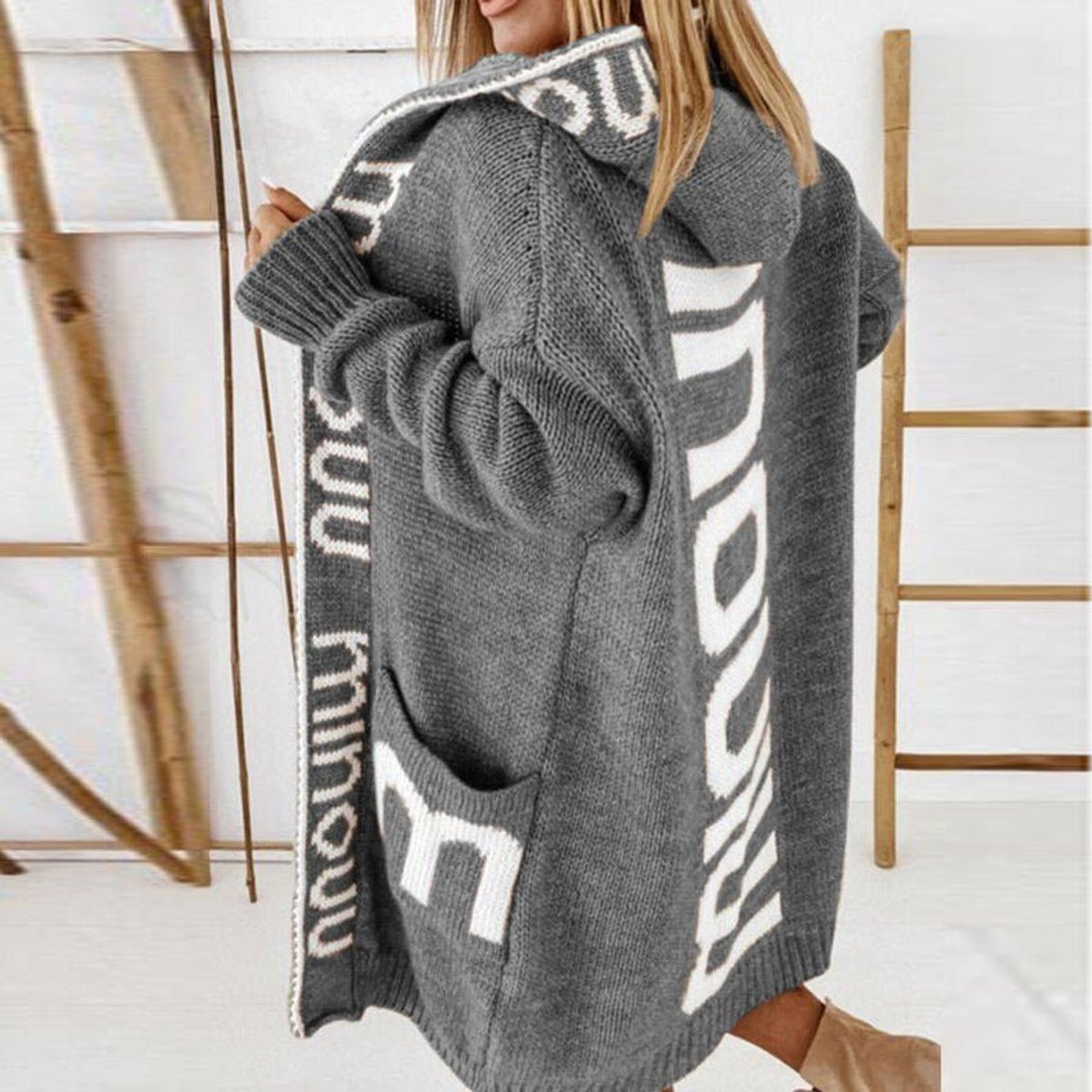 ELIZA & MAREN | HOODED OPEN FRONT CARDIGAN FOR WOMEN