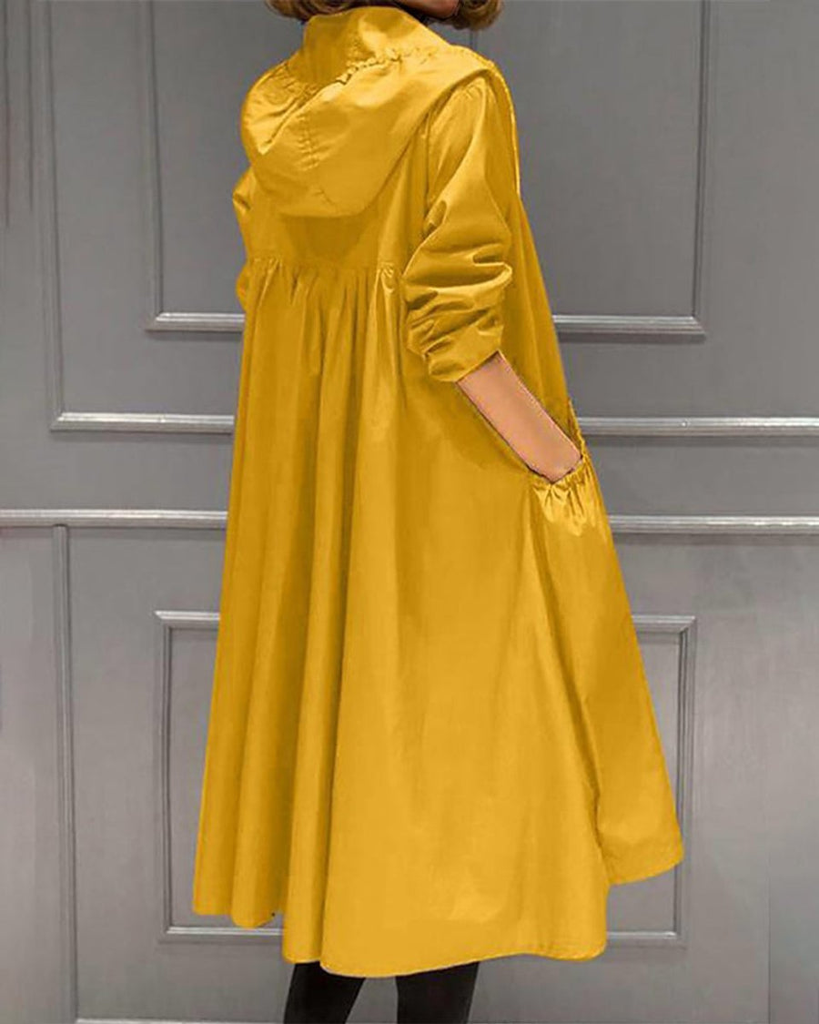 ELIZA & MAREN | HOODED ZIP TRENCH COAT FOR WOMEN
