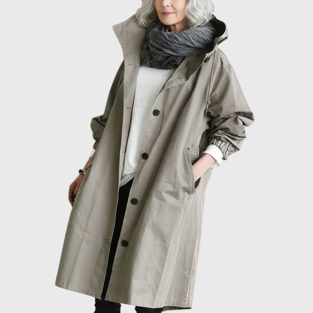 ELIZA & MAREN | RELAXED HOODED TRENCH COAT FOR WOMEN
