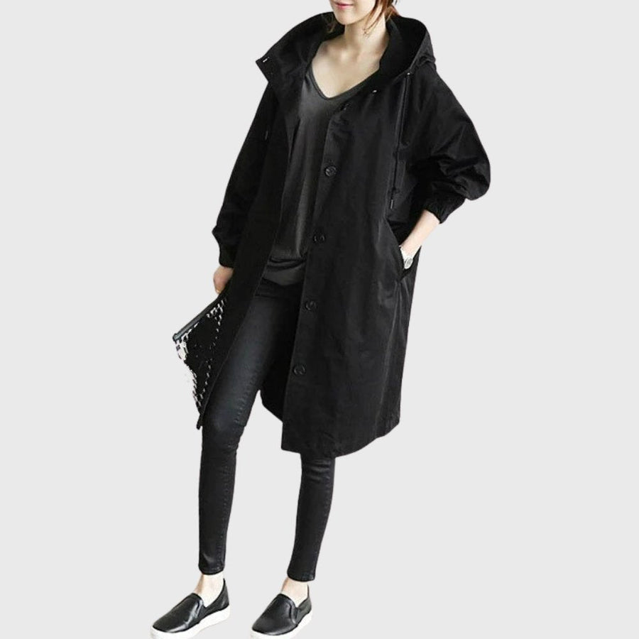 ELIZA & MAREN | RELAXED HOODED TRENCH COAT FOR WOMEN