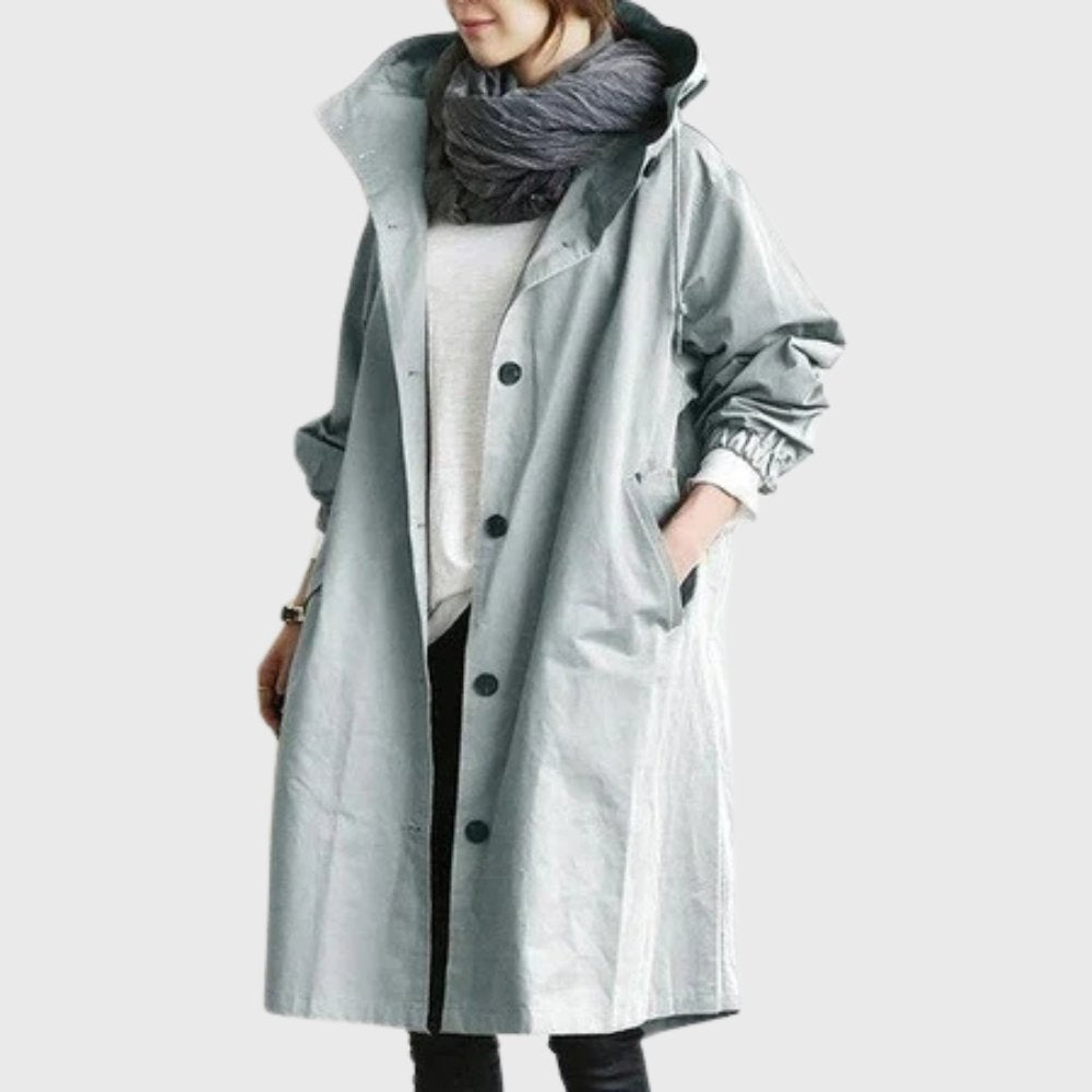 ELIZA & MAREN | RELAXED HOODED TRENCH COAT FOR WOMEN