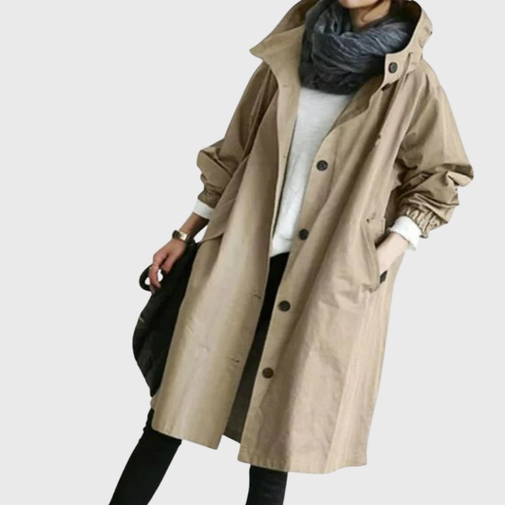 ELIZA & MAREN | RELAXED HOODED TRENCH COAT FOR WOMEN