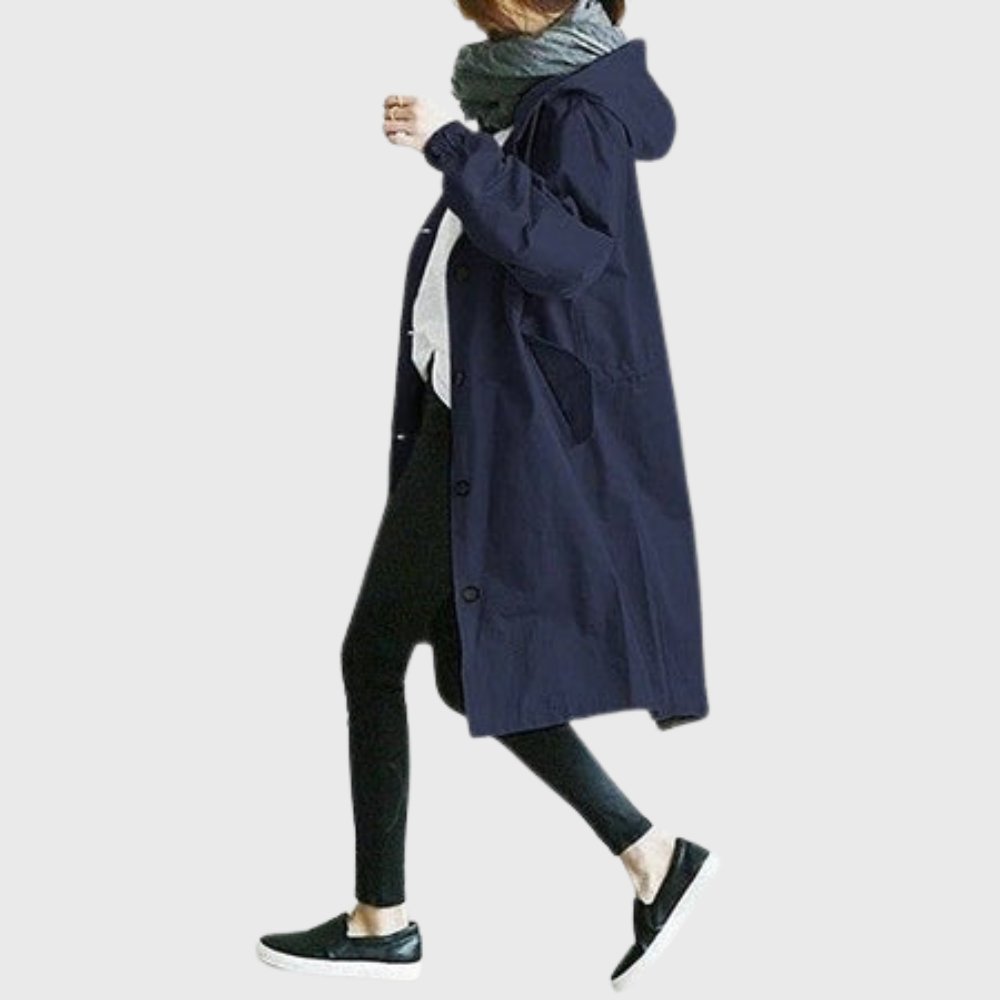 ELIZA & MAREN | RELAXED HOODED TRENCH COAT FOR WOMEN