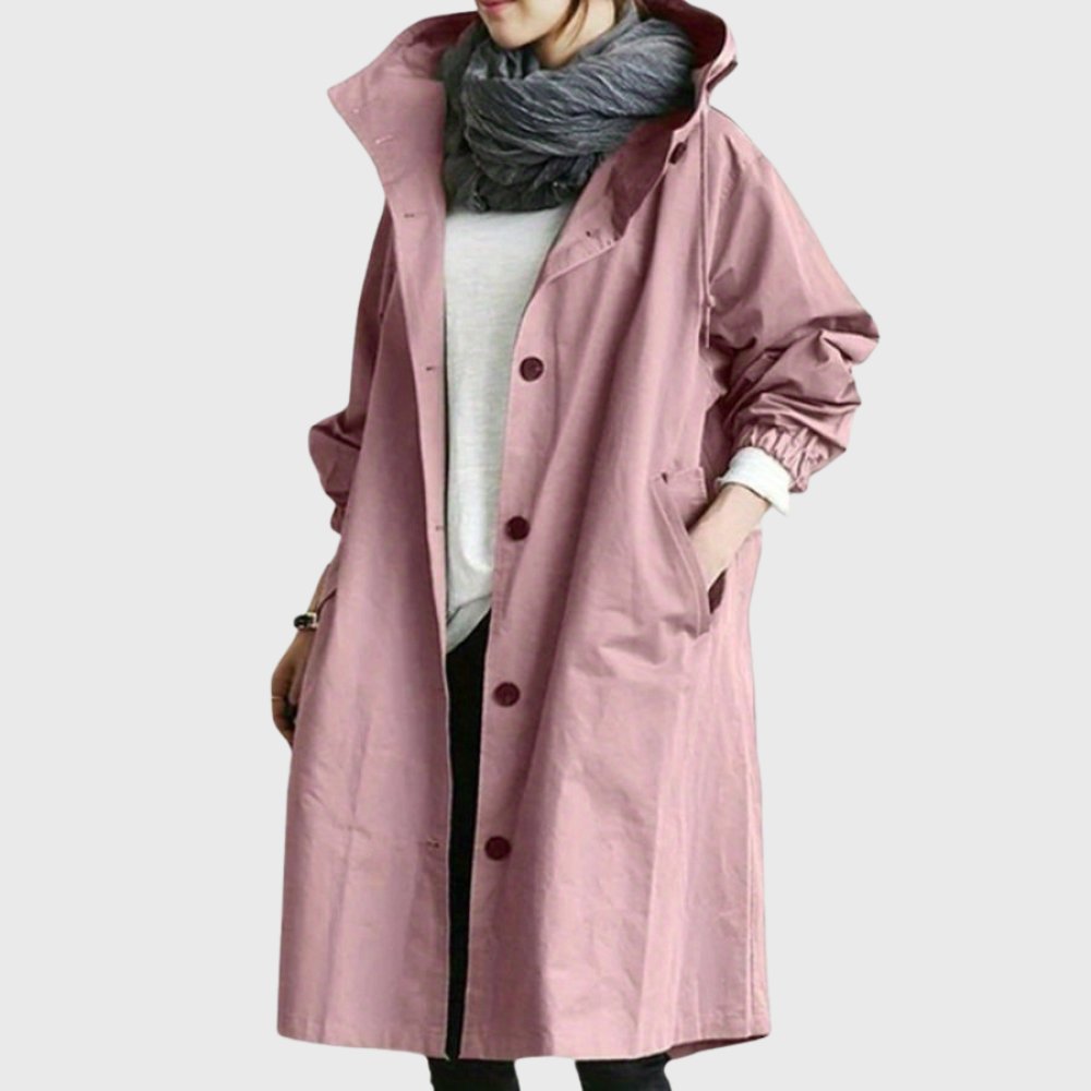 ELIZA & MAREN | RELAXED HOODED TRENCH COAT FOR WOMEN