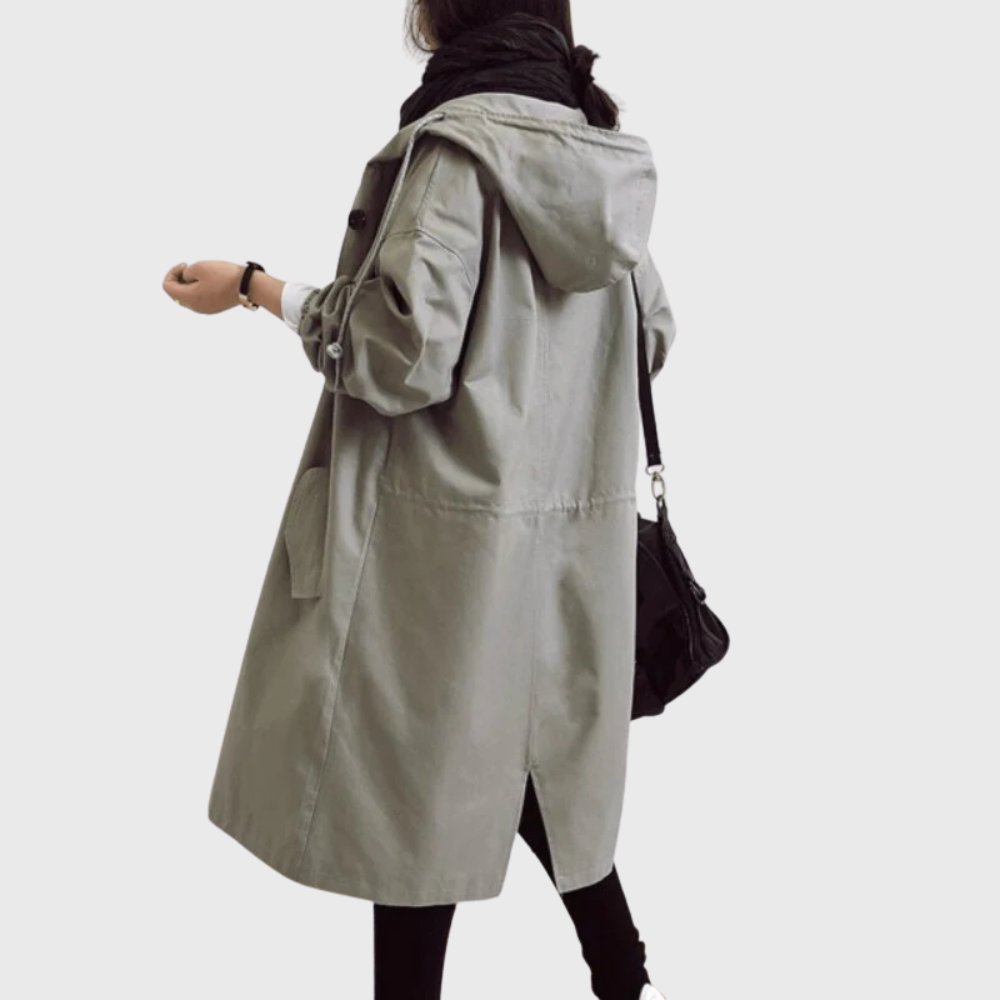 ELIZA & MAREN | RELAXED HOODED TRENCH COAT FOR WOMEN