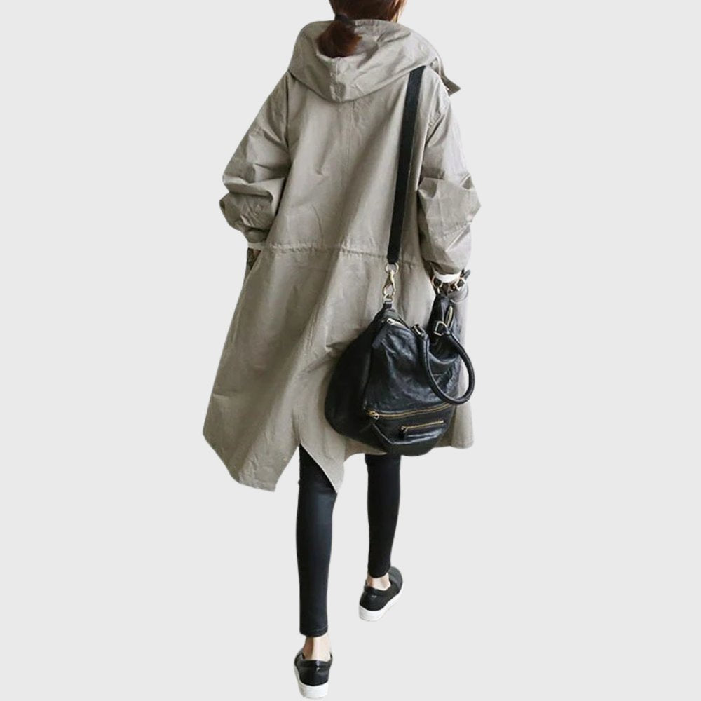ELIZA & MAREN | RELAXED HOODED TRENCH COAT FOR WOMEN