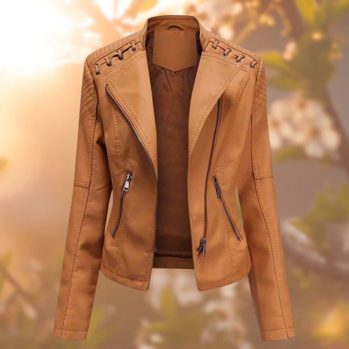 ELIZA & MAREN | SEAMED ZIP MOTO JACKET FOR WOMEN