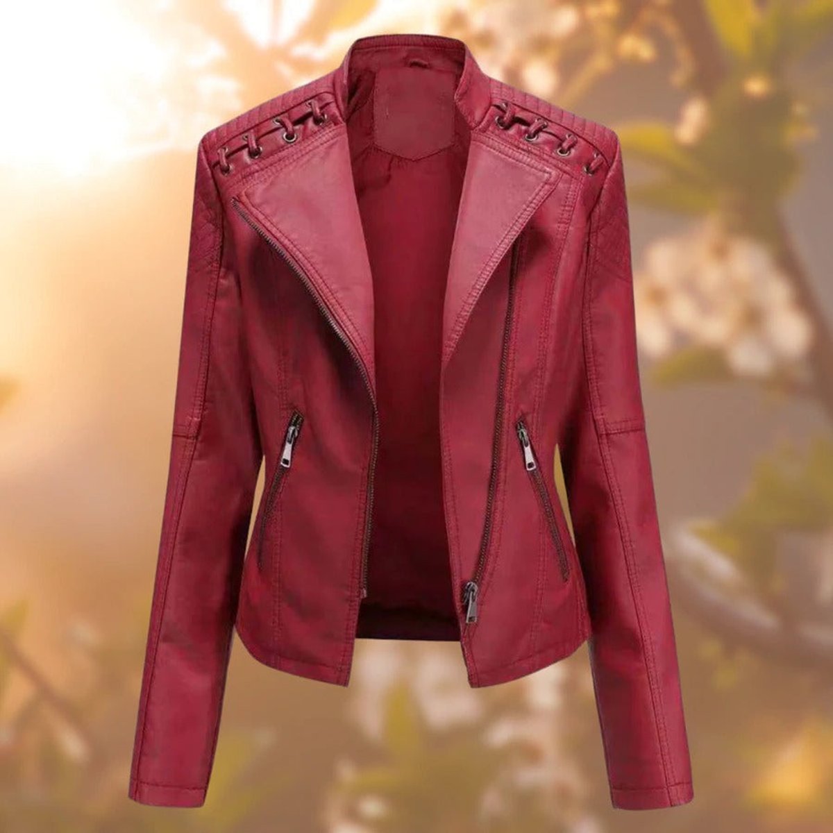 ELIZA & MAREN | SEAMED ZIP MOTO JACKET FOR WOMEN