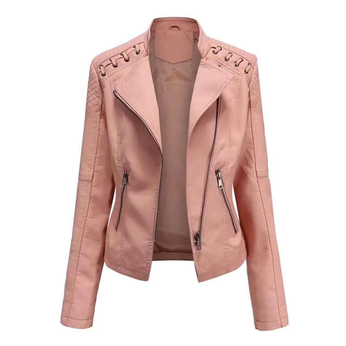 ELIZA & MAREN | SEAMED ZIP MOTO JACKET FOR WOMEN