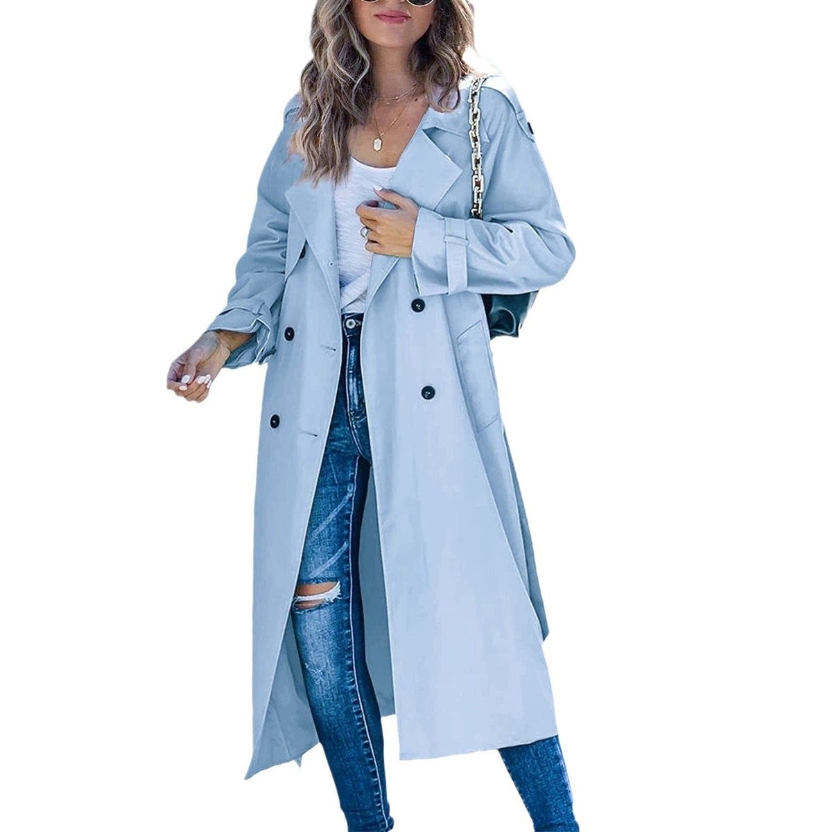 ELIZA & MAREN | LONGLINE TIE WAIST TRENCH FOR WOMEN